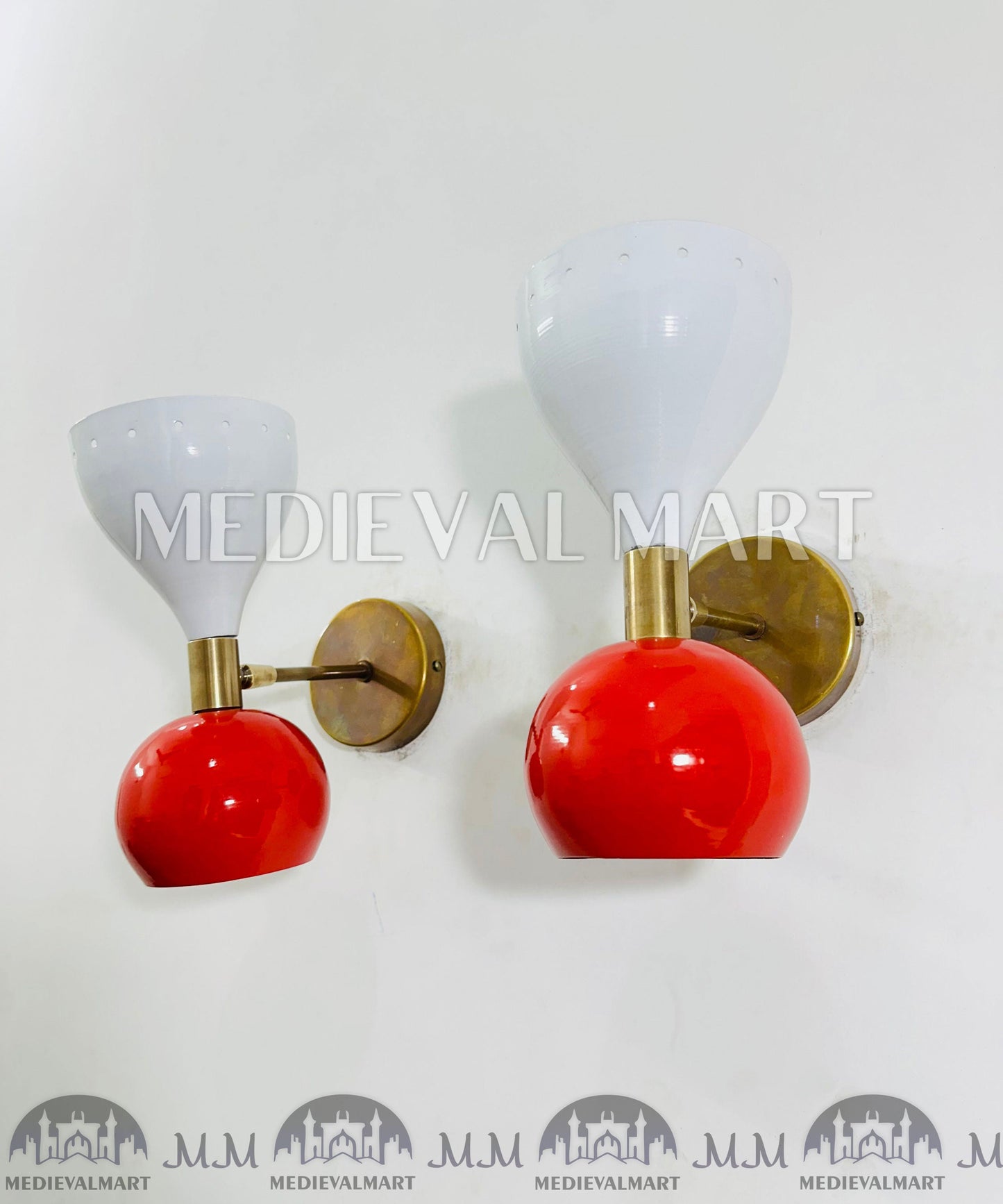 MEDIEVALMART FR Applique Murale À Double Cône En Laiton Marron, Lampe De Coiffeuse Fabriquée À La Main