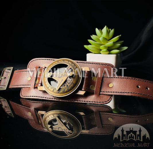 MEDIEVALMART FR Boussole Nautique Vintage Trip Gear en Laiton – Finition Or Brillant avec Base en Bois | Cadeau pour Maman