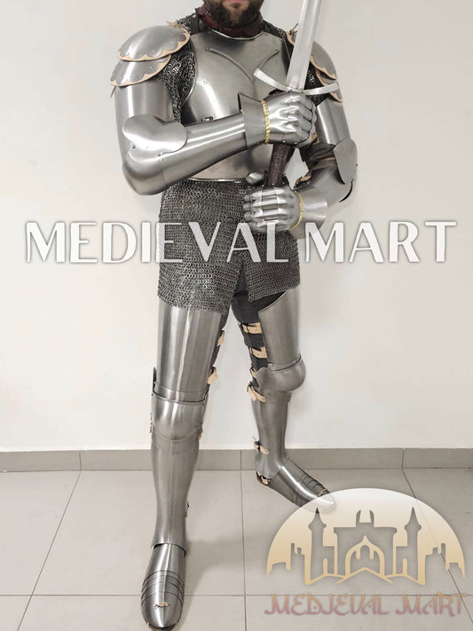 MEDIEVALMART FR Armure Médiévale de l’Empire Romain Kastenbrust – Armure Complète en Plaques avec Épée Alexander (ROA 1332)