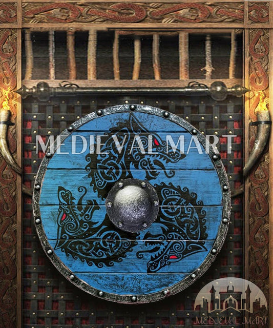 MEDIEVALMART FR Bouclier Viking Iconique Jarl Borg à Pointes en Fer – Bouclier Viking Battleworn | Cadeau pour Papa