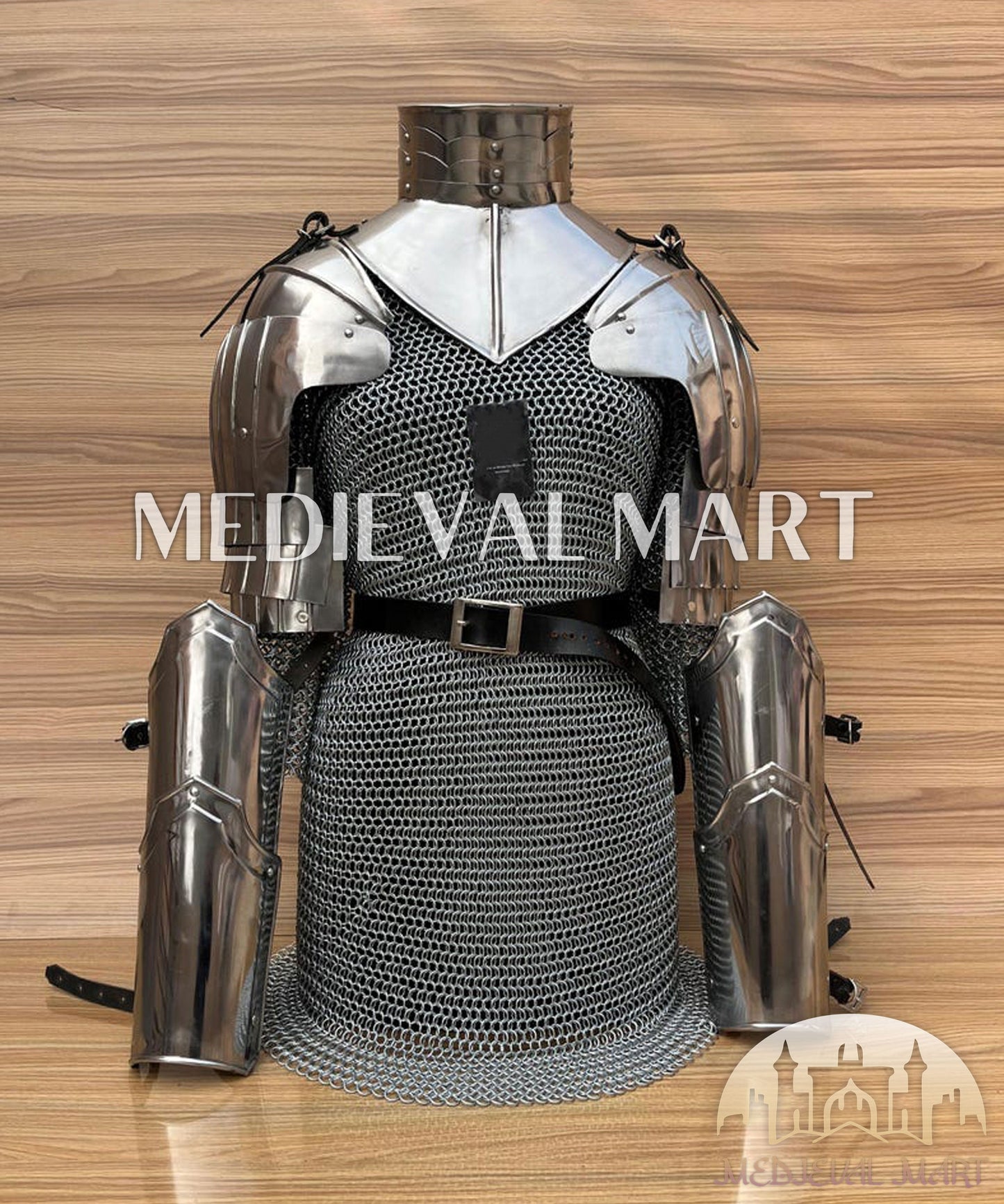 MEDIEVALMART FR Bouclier Viking Iconique Valhalla Noir/Gris – Ivar le Désossé avec Pointes en Fer | Cadeau pour Papa