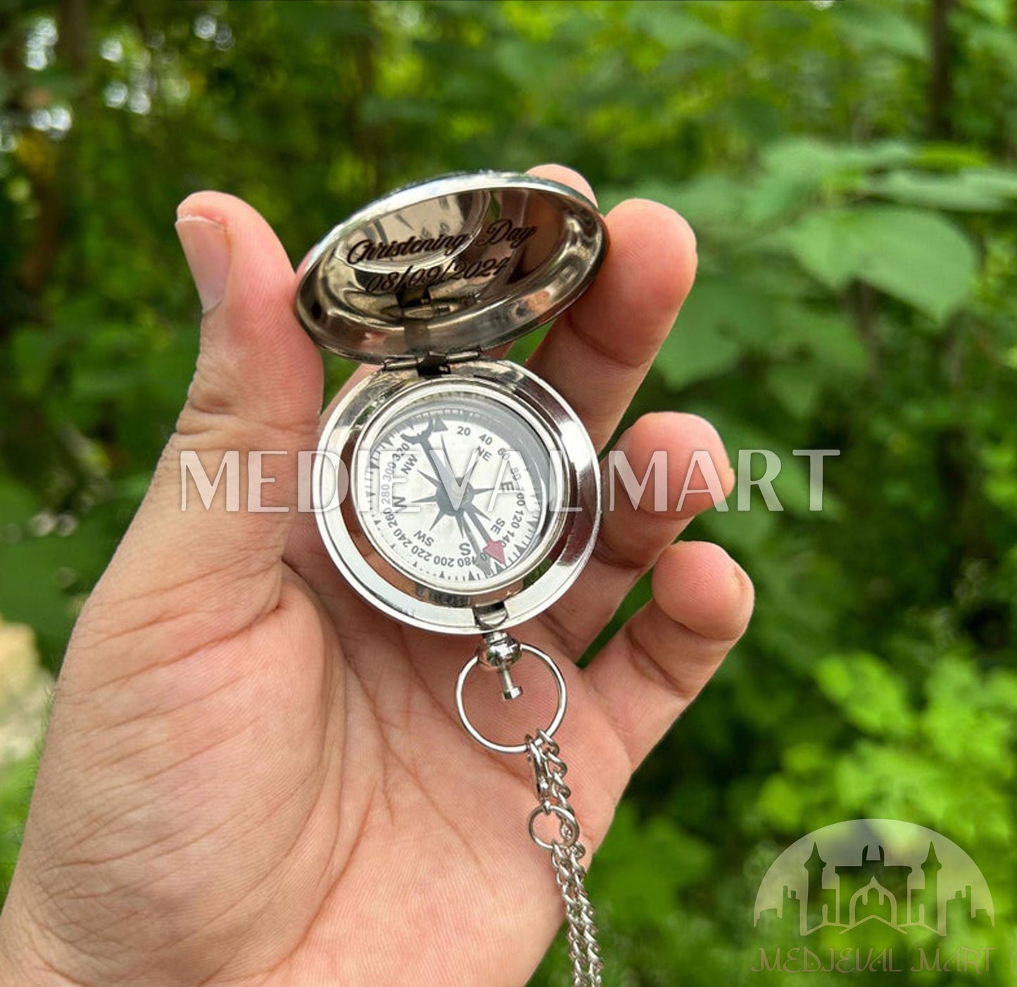 MEDIEVALMART FR Boussole Nautique Vintage Trip Gear en Laiton – Finition Or Brillant avec Base en Bois | Cadeau pour Maman