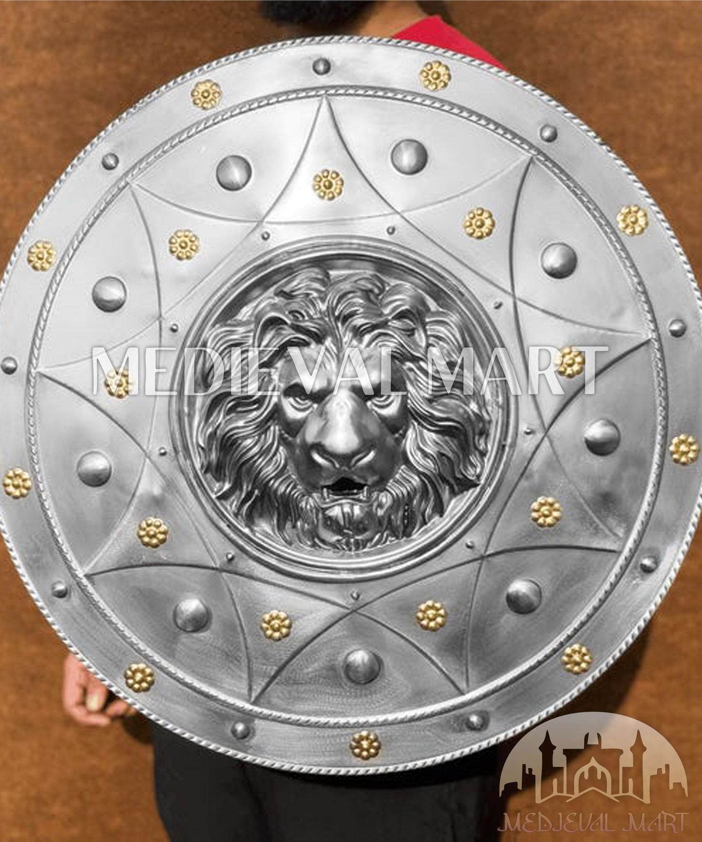 MEDIEVALMART FR Bouclier Médiéval Templier Inspiré de la Croix Zelda & Diable en Bois – Finition Bleue & Or | Cadeau pour Noël