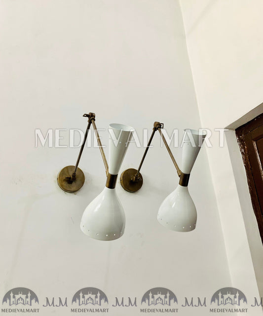 MEDIEVALMART FR Applique Murale À Double Cône En Laiton Marron, Lampe De Coiffeuse Fabriquée À La Main