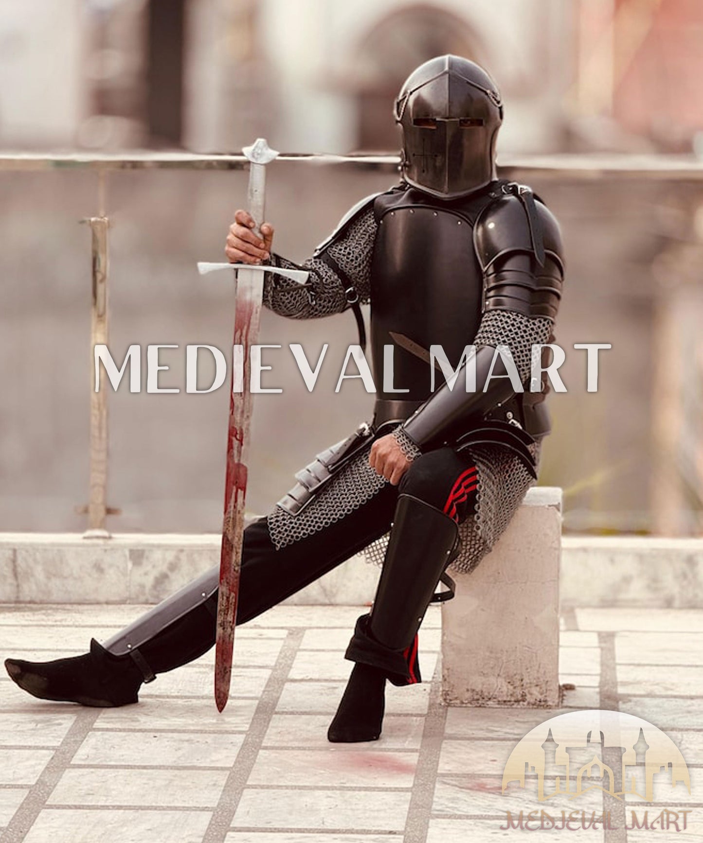 MEDIEVALMART FR Armure Médiévale de l’Empire Romain Kastenbrust – Armure Complète en Plaques avec Épée Alexander (ROA 1332)