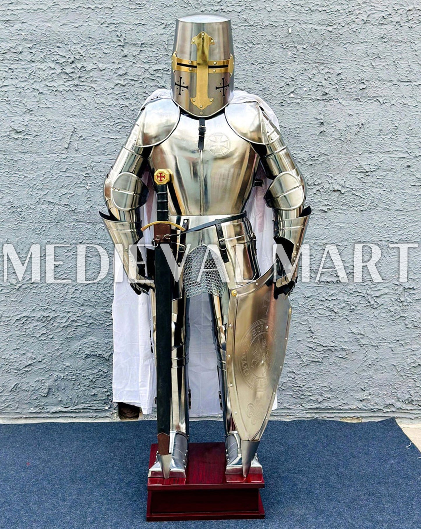 MEDIEVALMART FR Armure Médiévale de l’Empire Romain Kastenbrust – Armure Complète en Plaques avec Épée Alexander (ROA 1332)