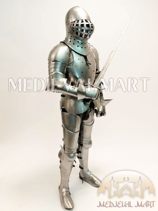 MEDIEVALMART FR Armure Médiévale de l’Empire Romain Kastenbrust – Armure Complète en Plaques avec Épée Alexander (ROA 1332)