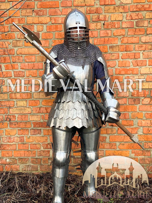 MEDIEVALMART FR Armure Médiévale de l’Empire Romain Kastenbrust – Armure Complète en Plaques avec Épée Alexander (ROA 1332)