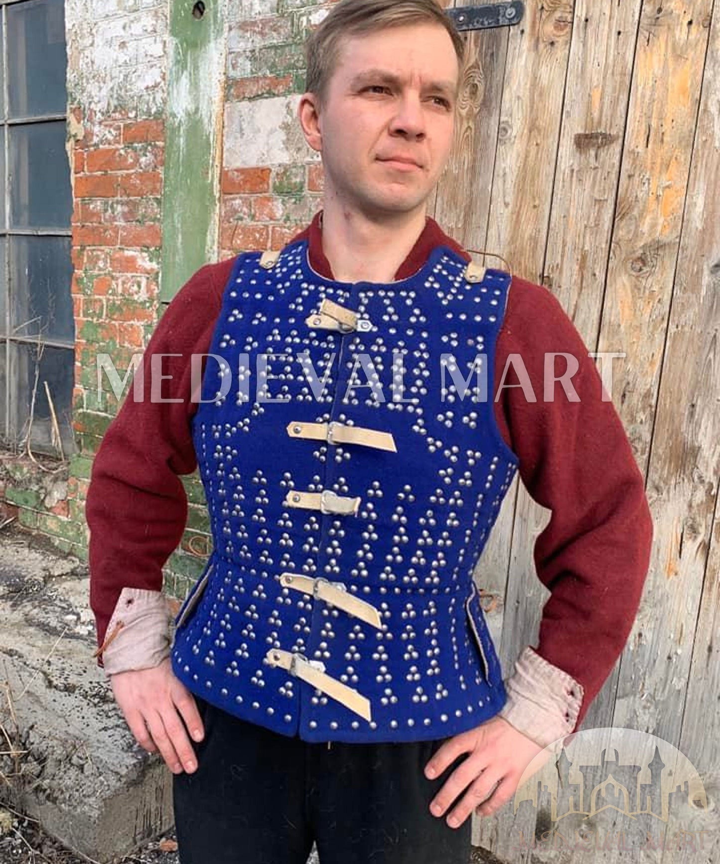 Armure Historique Renaissance – Brigandine à Plaques – PREMIUM Bleu – Type Royal – Wimbledon