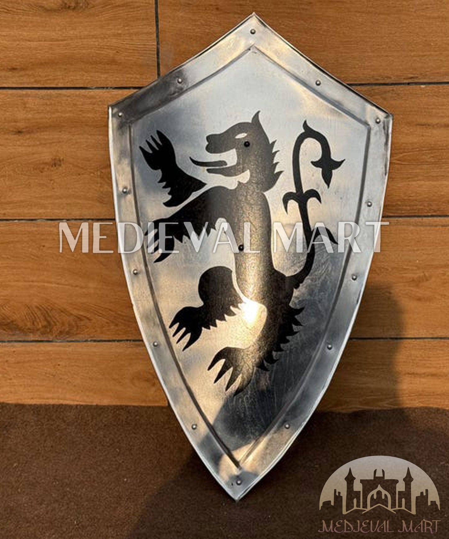 MEDIEVALMART FR Bouclier Médiéval Templier Inspiré de la Croix Zelda & Diable en Bois – Finition Bleue & Or | Cadeau pour Noël