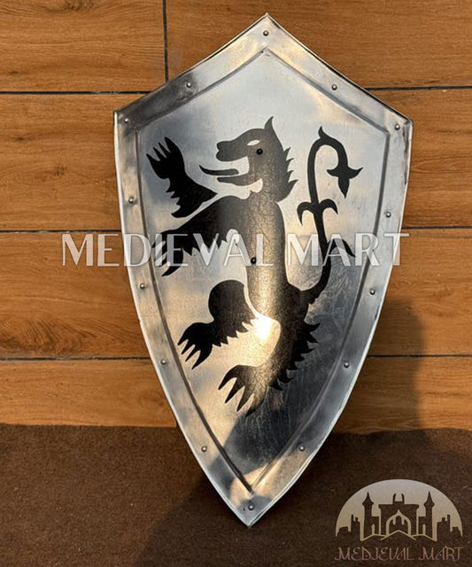 MEDIEVALMART FR Bouclier Médiéval Templier Inspiré de la Croix Zelda & Diable en Bois – Finition Bleue & Or | Cadeau pour Noël