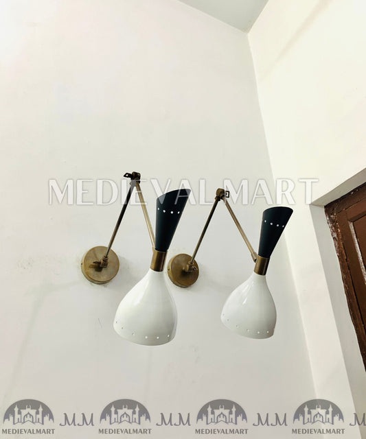 MEDIEVALMART FR Applique Murale À Double Cône En Laiton Marron, Lampe De Coiffeuse Fabriquée À La Main