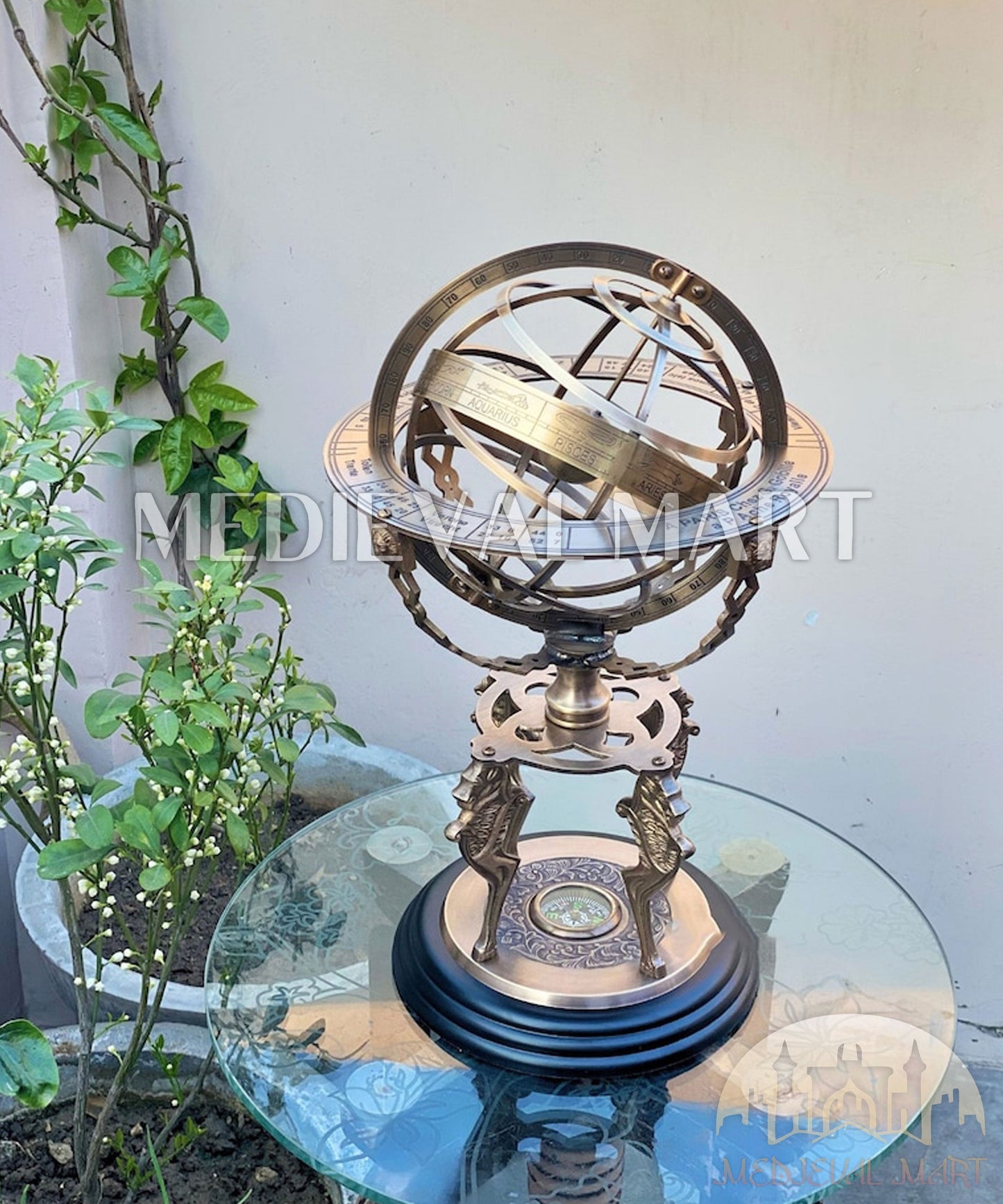 MEDIEVALMART FR Longue-Vue Nautique Antique 50X en Laiton – Télescope Portable de 18" pour Décoration Nautique