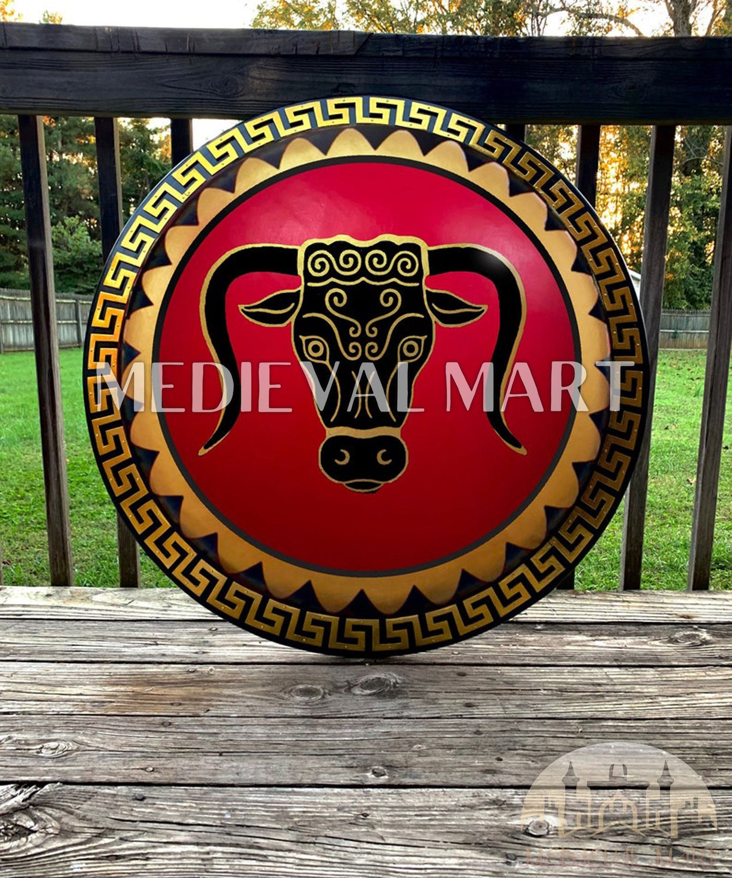 MEDIEVALMART FR Bouclier Viking Iconique Jarl Borg à Pointes en Fer – Bouclier Viking Battleworn | Cadeau pour Papa