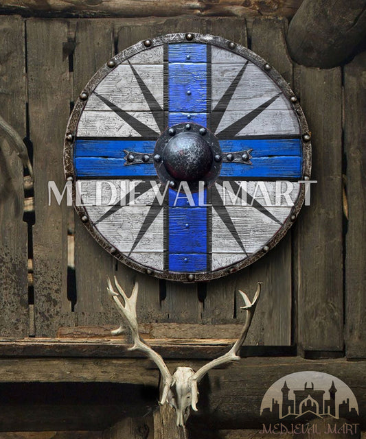 MEDIEVALMART FR Bouclier Viking Iconique Jarl Borg à Pointes en Fer – Bouclier Viking Battleworn | Cadeau pour Papa
