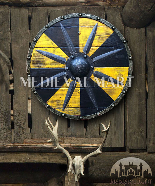 MEDIEVALMART FR Bouclier Viking Iconique Jarl Borg à Pointes en Fer – Bouclier Viking Battleworn | Cadeau pour Papa