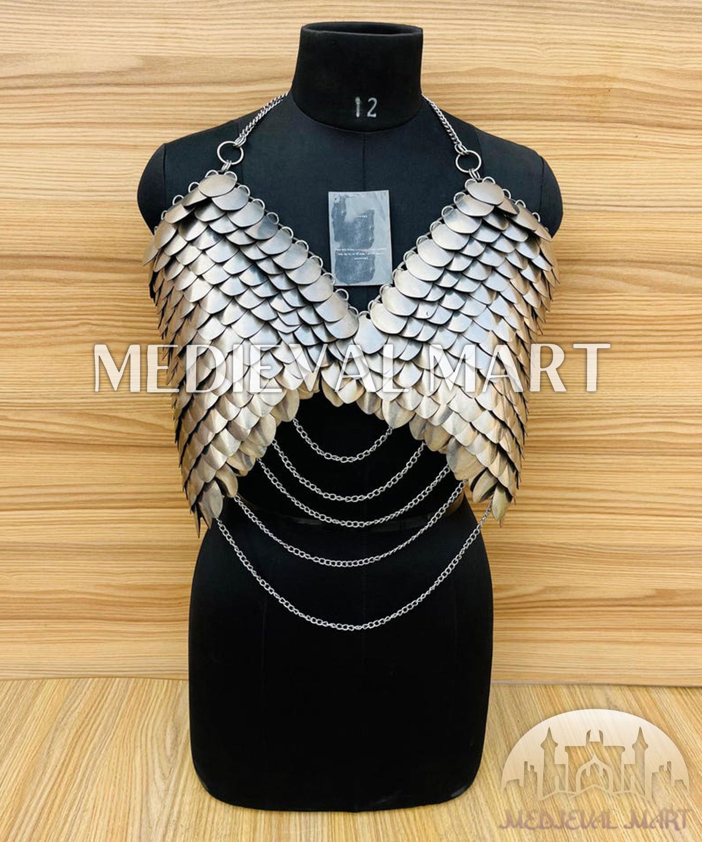 MEDIEVALMART FR Bouclier Viking Iconique Valhalla Noir/Gris – Ivar le Désossé avec Pointes en Fer | Cadeau pour Papa