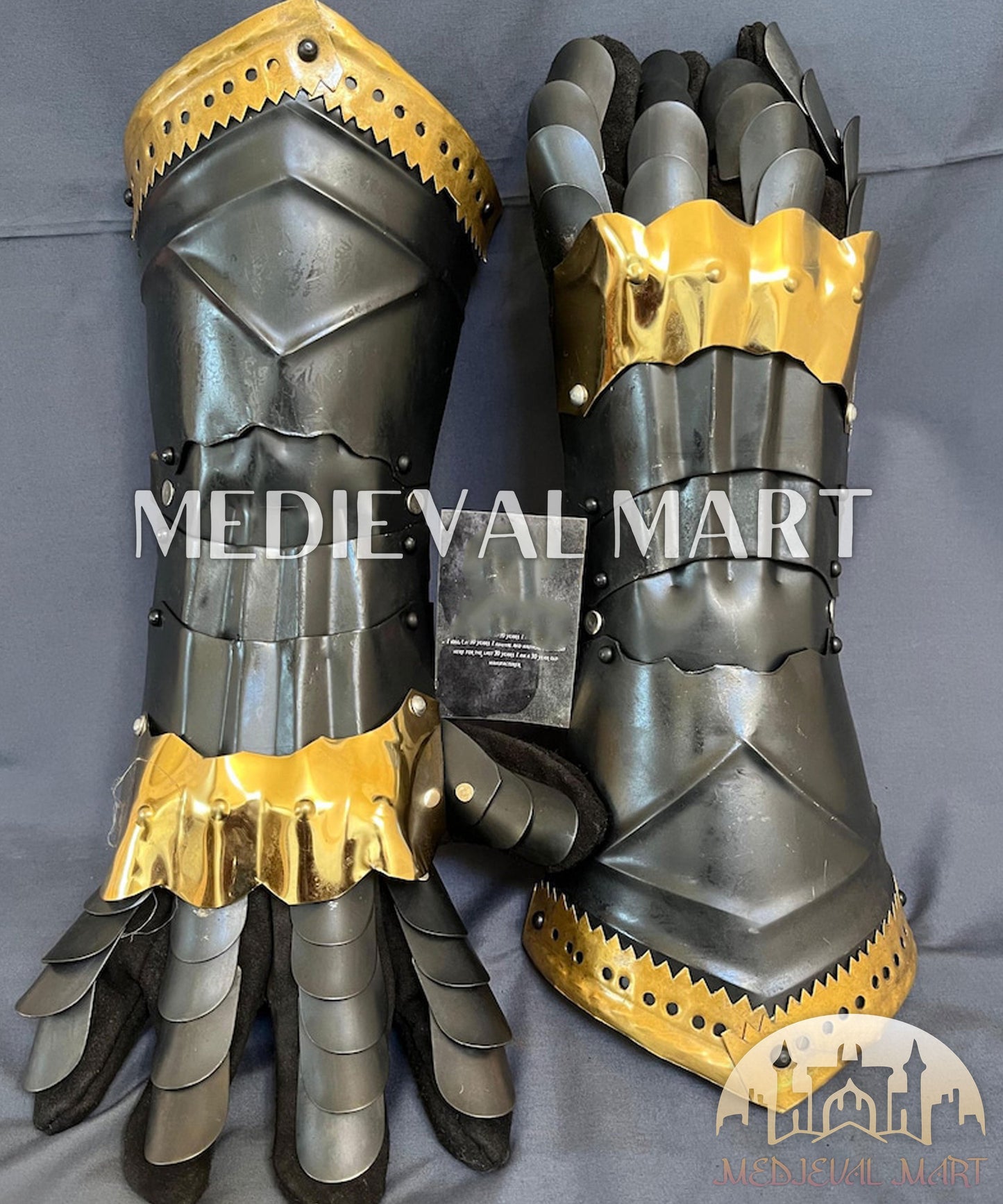 MEDIEVALMART FR Ensemble Exclusif De Gantelets Noirs Inspirés De Sauron Witcher LOTR Avec Décor Doré