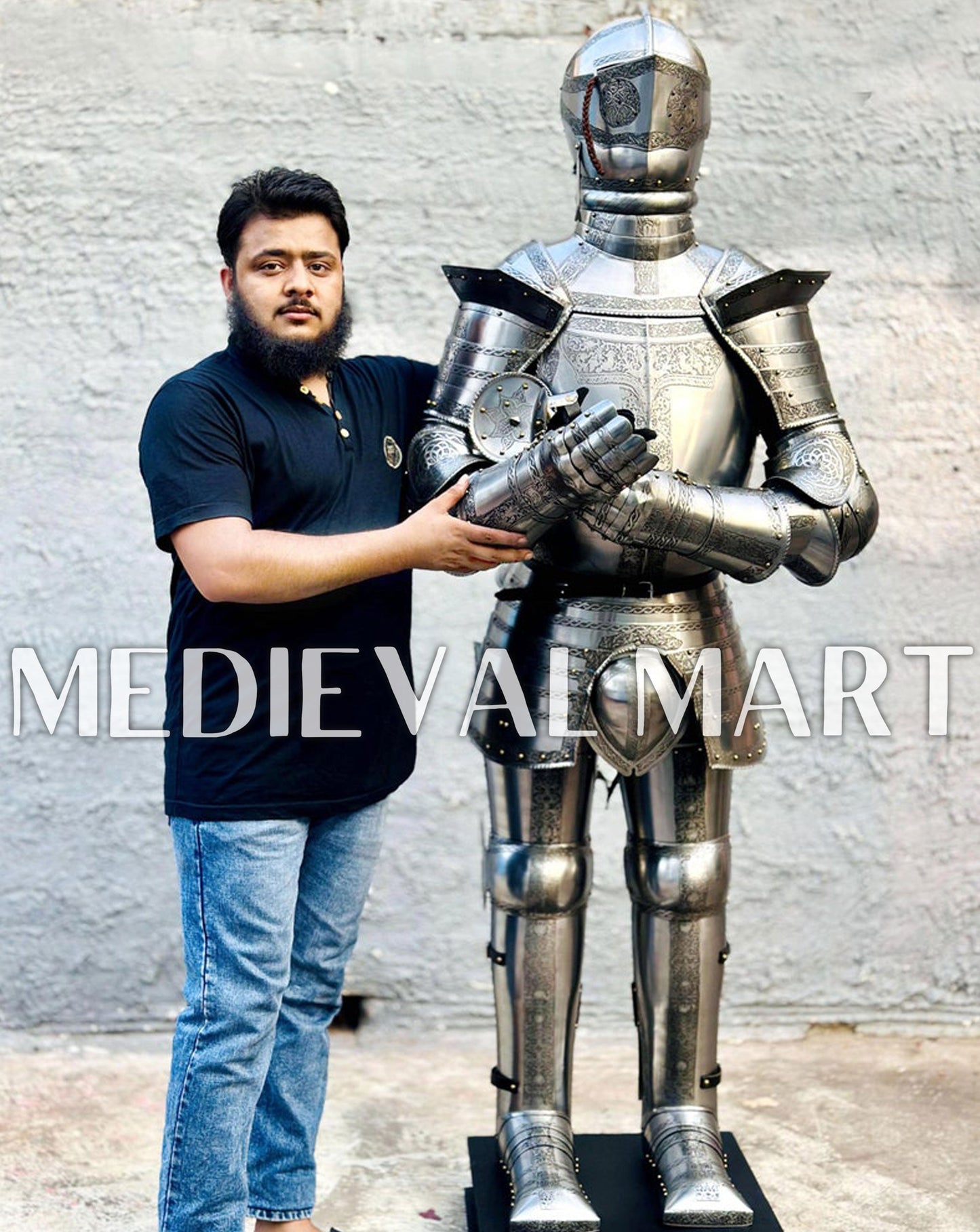 MEDIEVALMART FR Armure Médiévale de l’Empire Romain Kastenbrust – Armure Complète en Plaques avec Épée Alexander (ROA 1332)