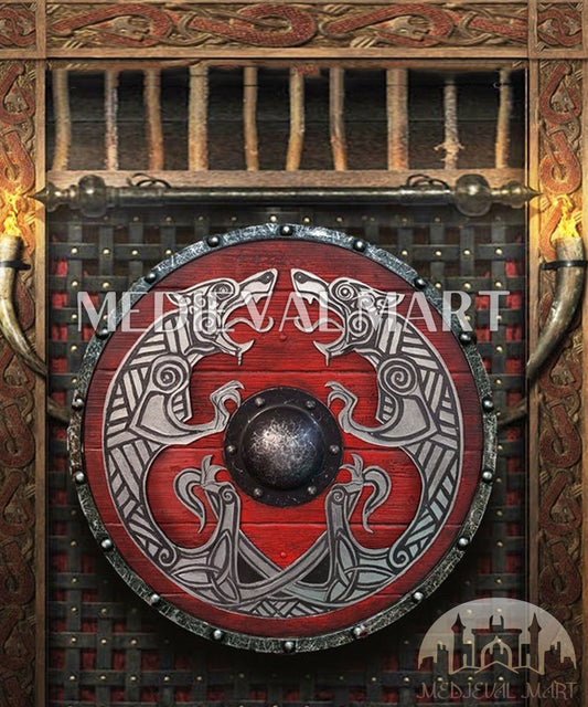 MEDIEVALMART FR Bouclier Viking Iconique Jarl Borg à Pointes en Fer – Bouclier Viking Battleworn | Cadeau pour Papa