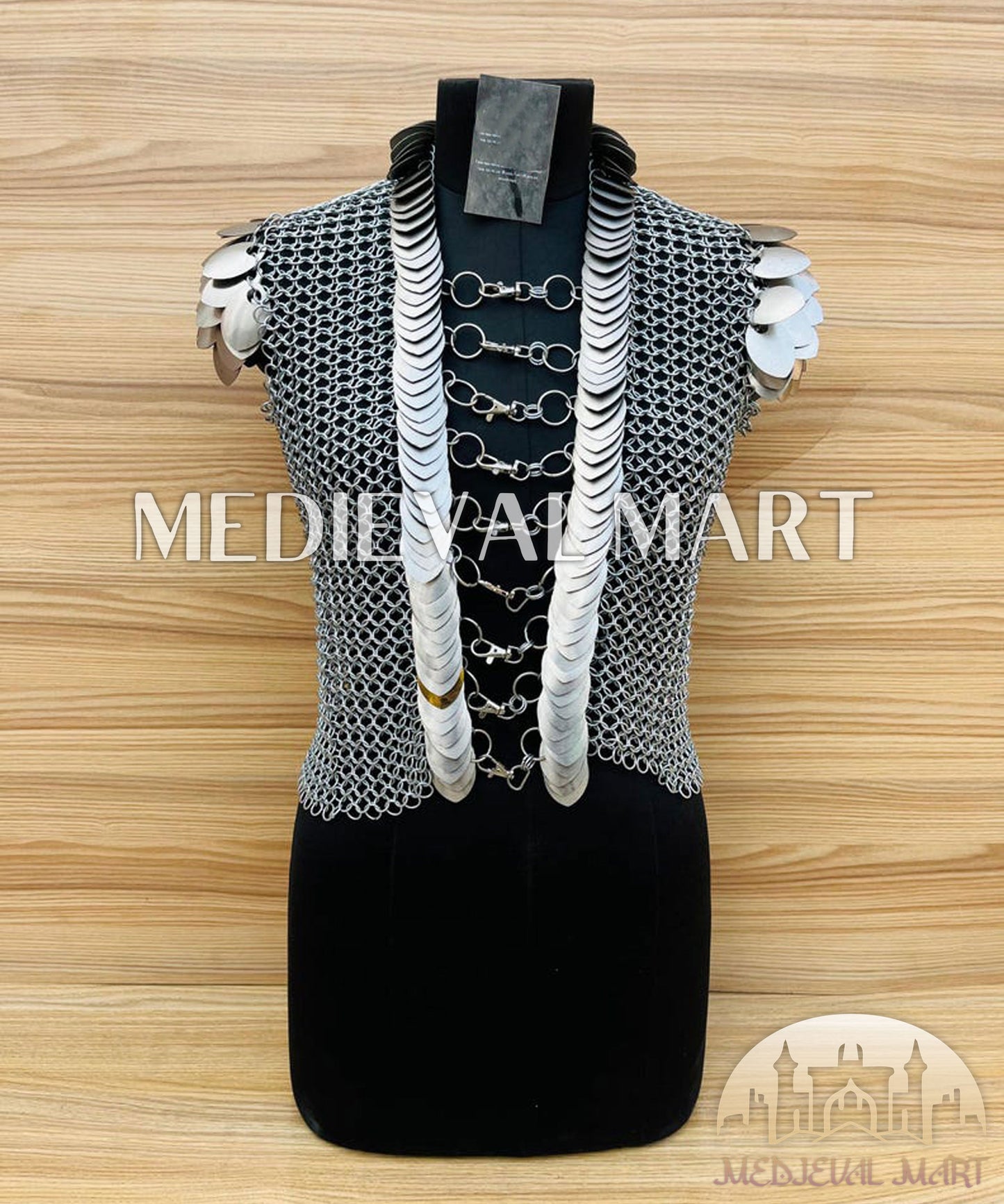 MEDIEVALMART FR Bouclier Viking Iconique Valhalla Noir/Gris – Ivar le Désossé avec Pointes en Fer | Cadeau pour Papa