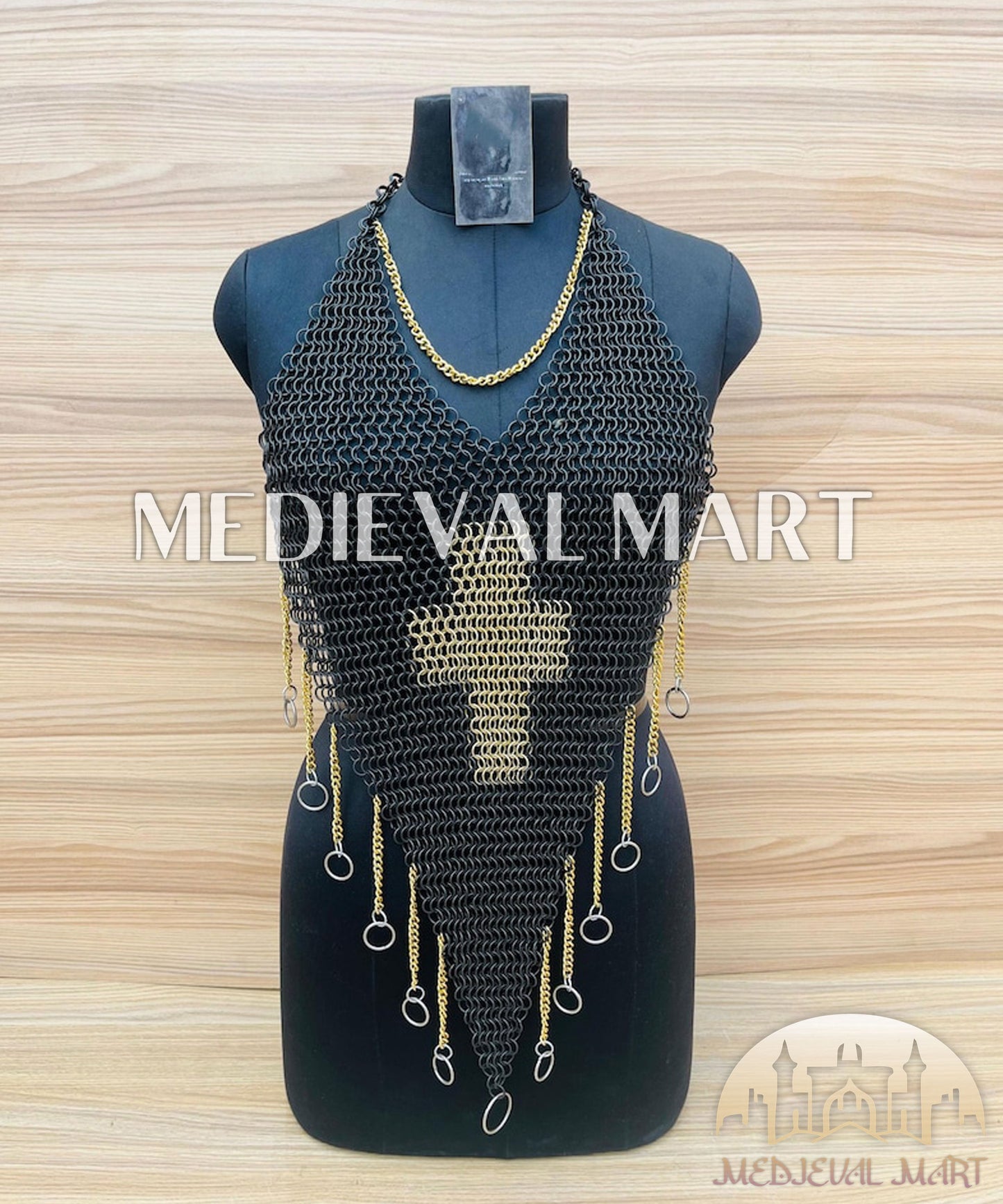 MEDIEVALMART FR Bouclier Viking Iconique Valhalla Noir/Gris – Ivar le Désossé avec Pointes en Fer | Cadeau pour Papa