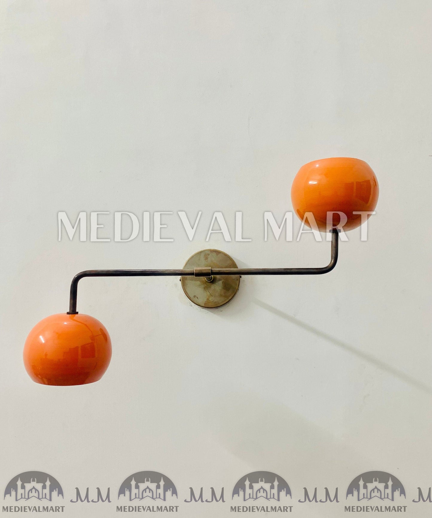 MEDIEVALMART FR Applique Murale À Double Cône En Laiton Marron, Lampe De Coiffeuse Fabriquée À La Main