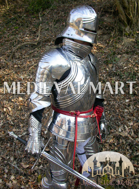 MEDIEVALMART FR Armure Médiévale de l’Empire Romain Kastenbrust – Armure Complète en Plaques avec Épée Alexander (ROA 1332)