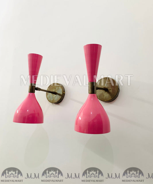 MEDIEVALMART FR Applique Murale À Double Cône En Laiton Marron, Lampe De Coiffeuse Fabriquée À La Main