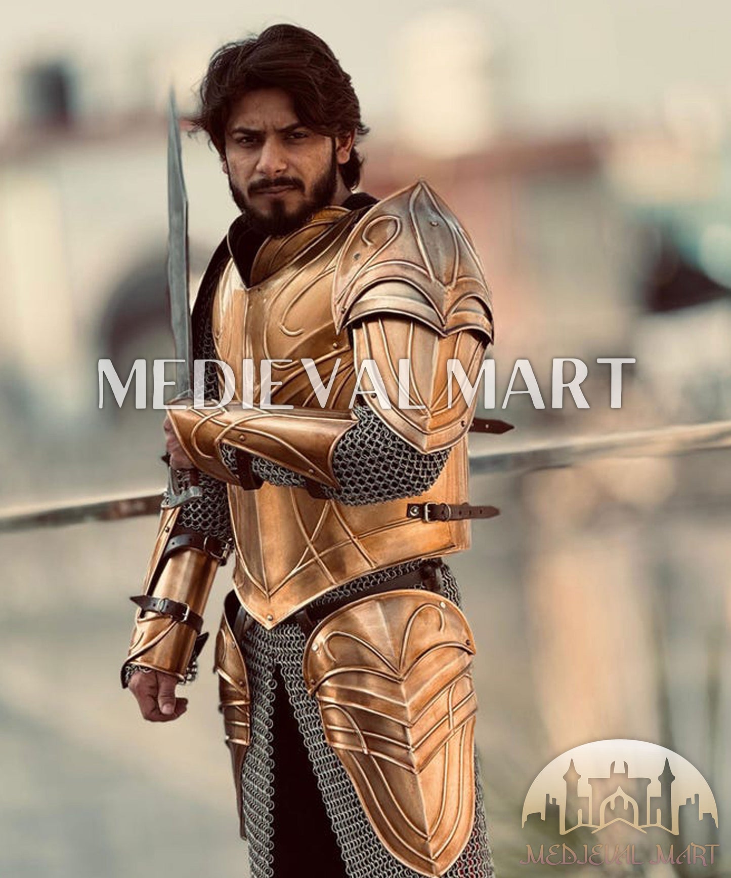 MEDIEVALMART FR Armure Médiévale de l’Empire Romain Kastenbrust – Armure Complète en Plaques avec Épée Alexander (ROA 1332)