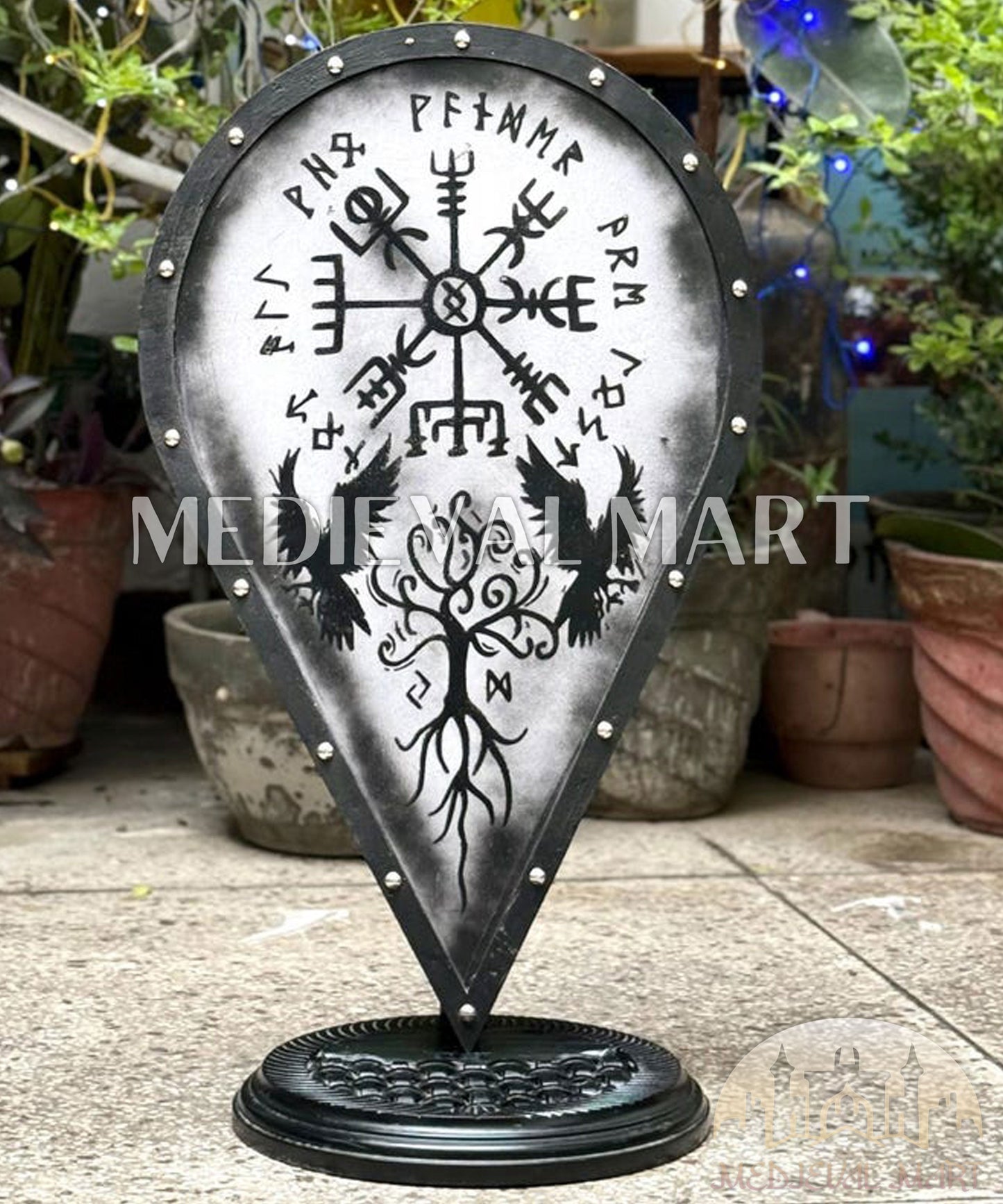 MEDIEVALMART FR Bouclier Médiéval Templier Inspiré de la Croix Zelda & Diable en Bois – Finition Bleue & Or | Cadeau pour Noël