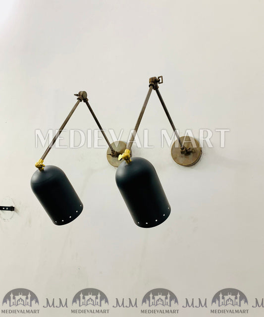 MEDIEVALMART FR Applique Murale À Double Cône En Laiton Marron, Lampe De Coiffeuse Fabriquée À La Main