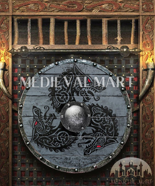 MEDIEVALMART FR Bouclier Viking Iconique Jarl Borg à Pointes en Fer – Bouclier Viking Battleworn | Cadeau pour Papa