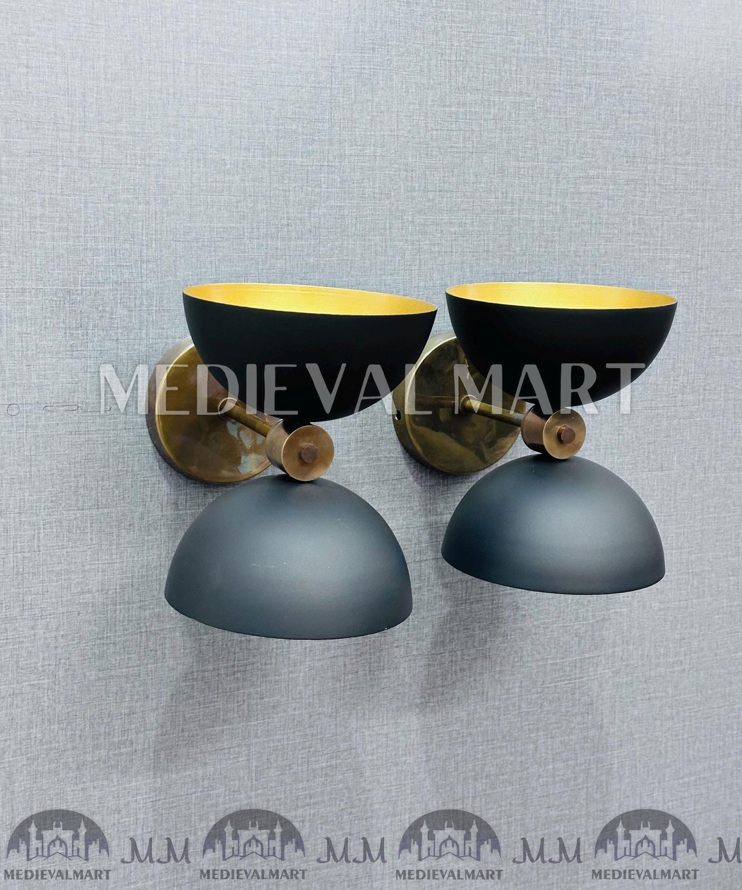 MEDIEVALMART FR Applique Murale À Double Cône En Laiton Marron, Lampe De Coiffeuse Fabriquée À La Main