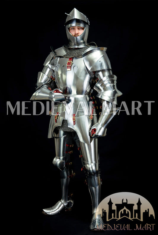 MEDIEVALMART FR Armure Médiévale de l’Empire Romain Kastenbrust – Armure Complète en Plaques avec Épée Alexander (ROA 1332)