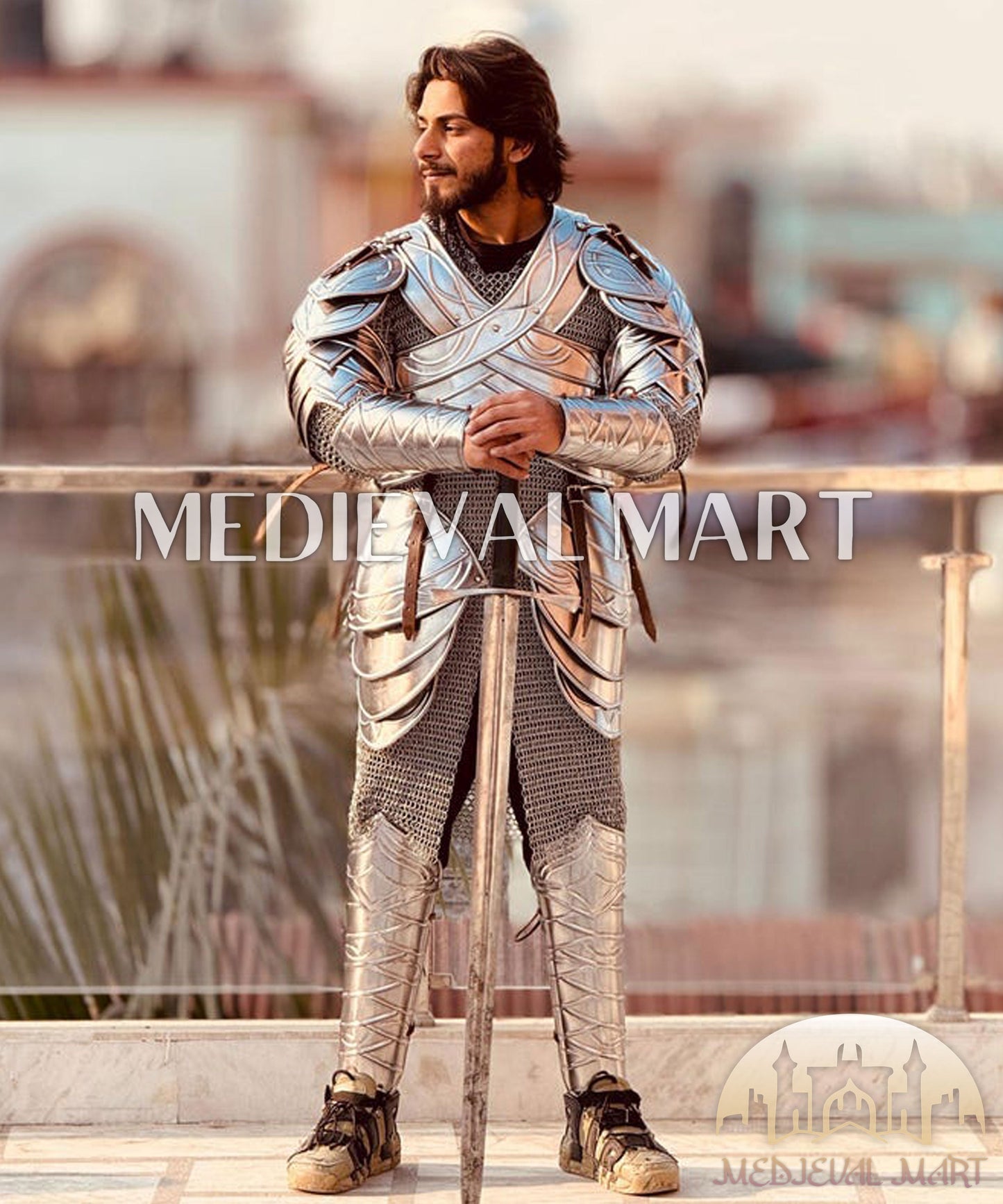 MEDIEVALMART FR Armure Médiévale de l’Empire Romain Kastenbrust – Armure Complète en Plaques avec Épée Alexander (ROA 1332)