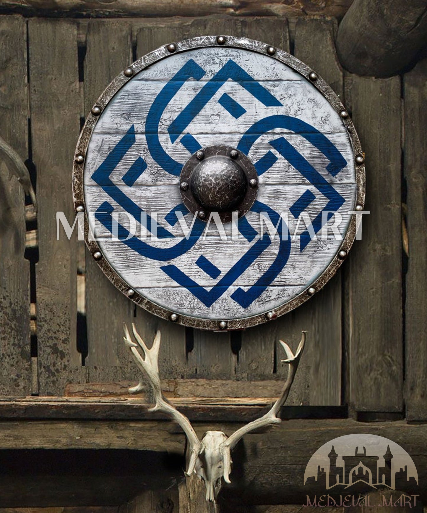 MEDIEVALMART FR Bouclier Viking Iconique Jarl Borg à Pointes en Fer – Bouclier Viking Battleworn | Cadeau pour Papa