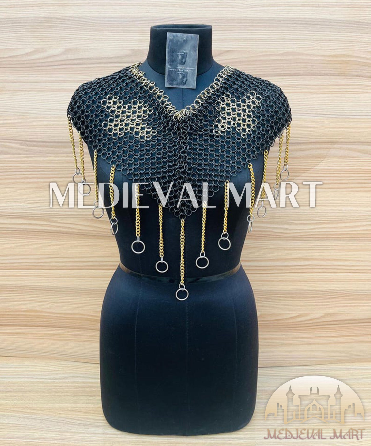 MEDIEVALMART FR Bouclier Viking Iconique Valhalla Noir/Gris – Ivar le Désossé avec Pointes en Fer | Cadeau pour Papa