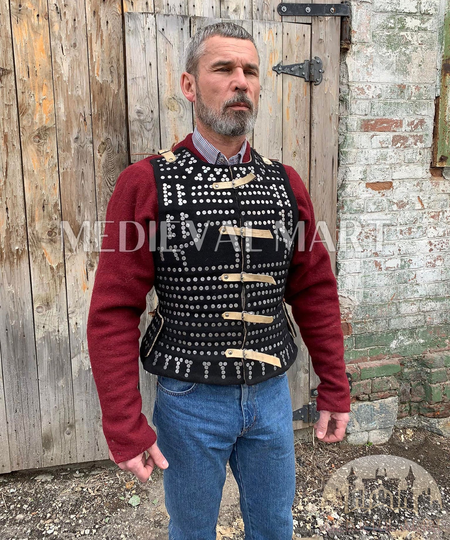 MEDIEVALMART  Armure Brigandine de la Renaissance – Luxe Simplifiée – PREMIUM Noir – À Plaques – Type Royal