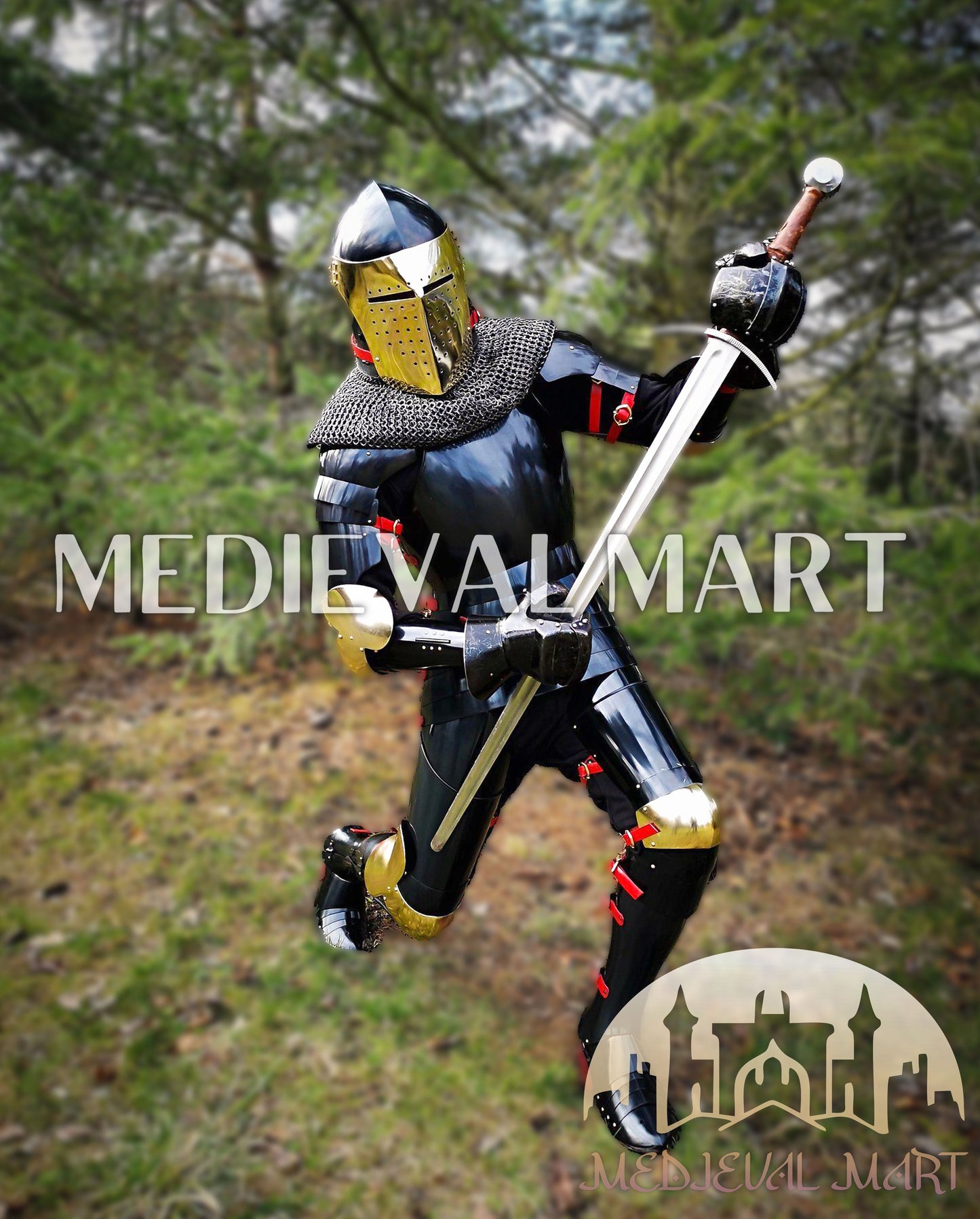 MEDIEVALMART FR Armure Médiévale de l’Empire Romain Kastenbrust – Armure Complète en Plaques avec Épée Alexander (ROA 1332)
