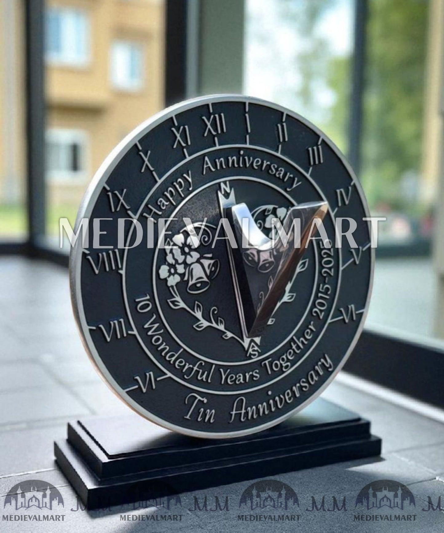 MEDIEVALMART FR Bouclier Viking Iconique Valhalla Noir/Gris – Ivar le Désossé avec Pointes en Fer | Cadeau pour Papa