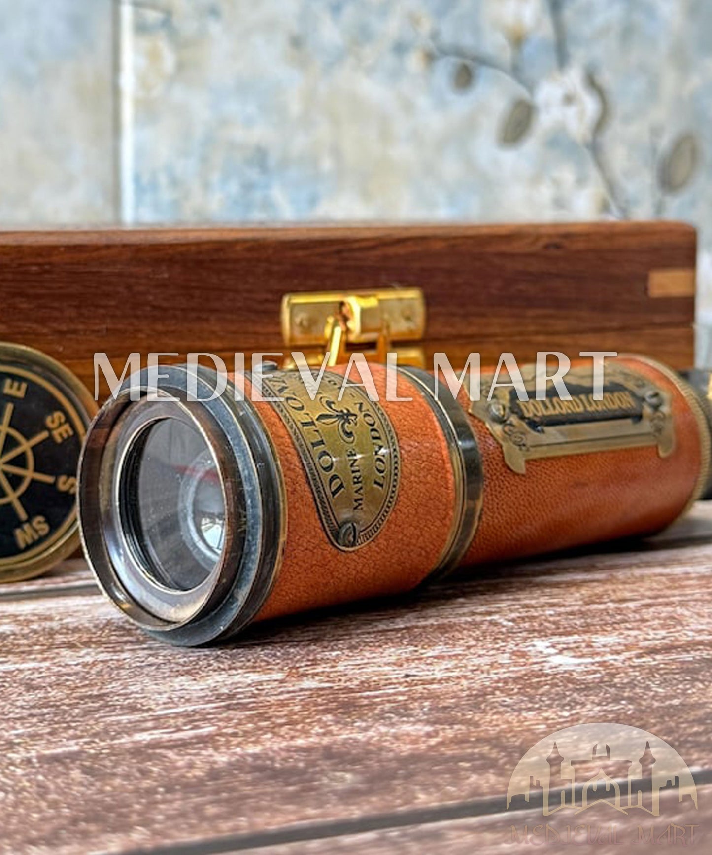 MEDIEVALMART FR Longue-Vue Nautique Antique 50X en Laiton – Télescope Portable de 18" pour Décoration Nautique