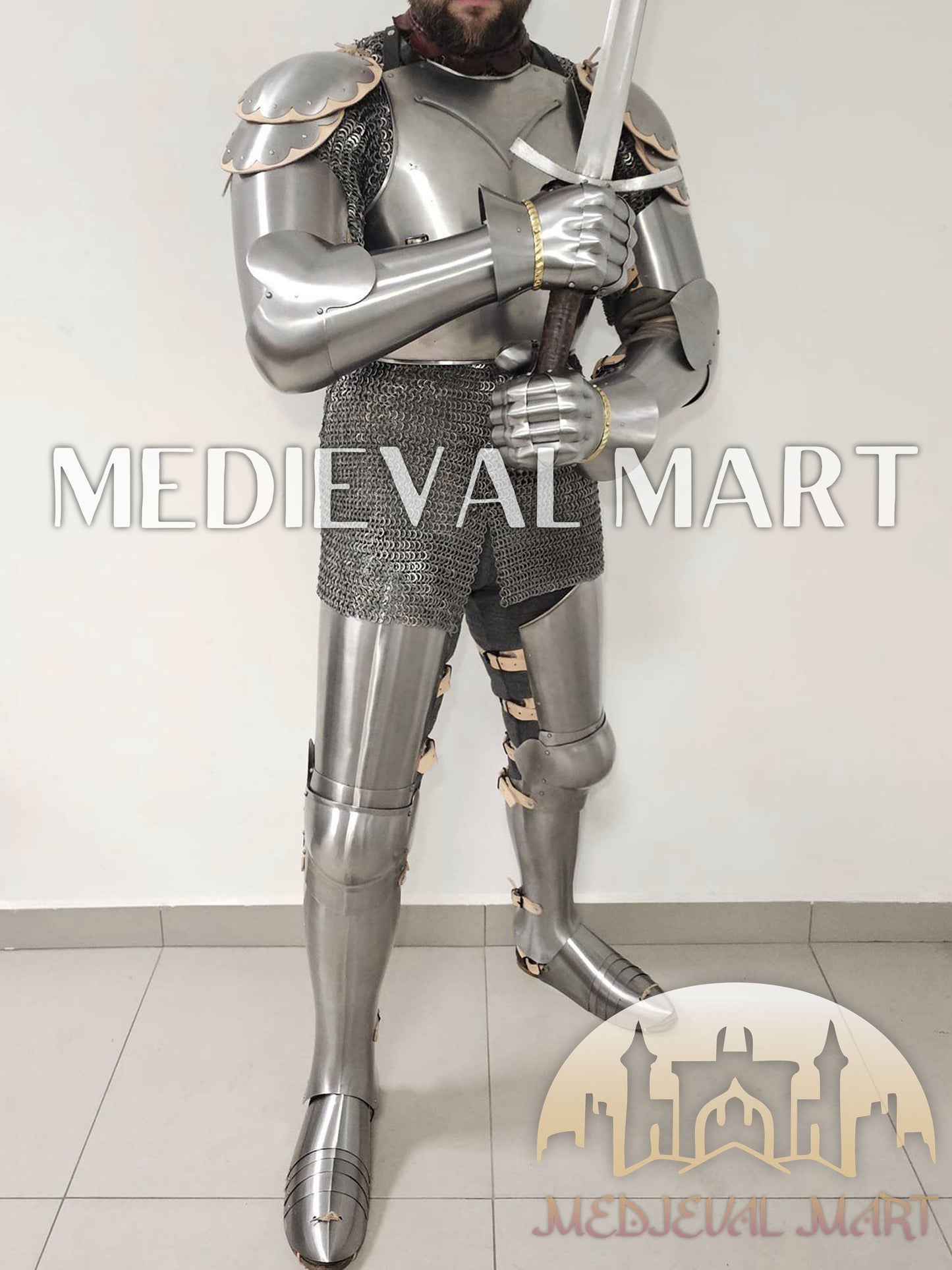 MEDIEVALMART FR Armure Médiévale de l’Empire Romain Kastenbrust – Armure Complète en Plaques avec Épée Alexander (ROA 1332)