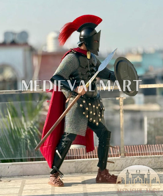 MEDIEVALMART FR Armure Médiévale de l’Empire Romain Kastenbrust – Armure Complète en Plaques avec Épée Alexander (ROA 1332)