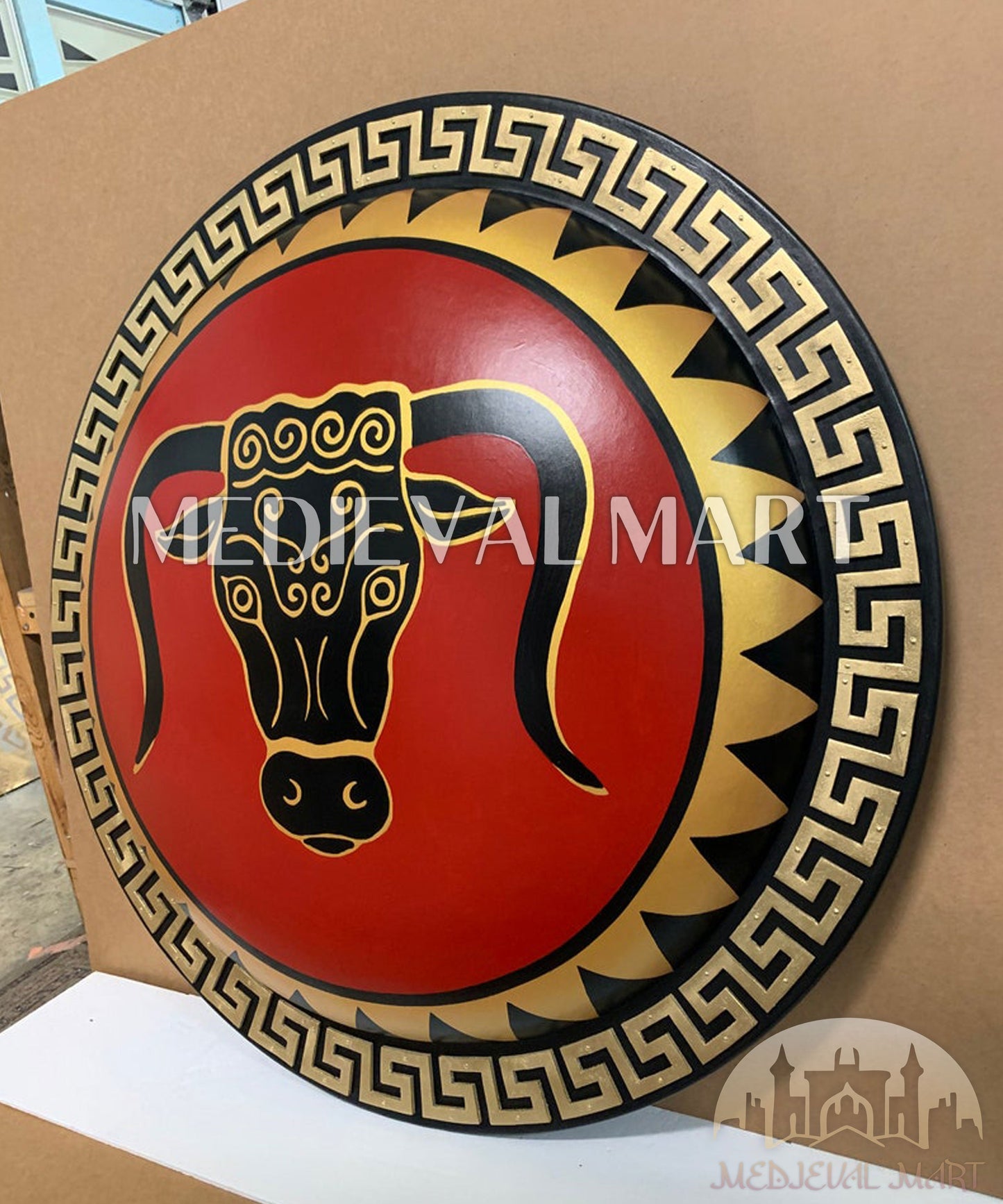 MEDIEVALMART FR Bouclier Viking Iconique Jarl Borg à Pointes en Fer – Bouclier Viking Battleworn | Cadeau pour Papa