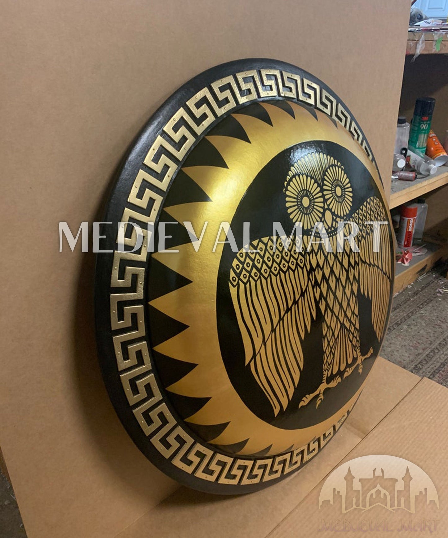 MEDIEVALMART FR Bouclier Viking Iconique Jarl Borg à Pointes en Fer – Bouclier Viking Battleworn | Cadeau pour Papa