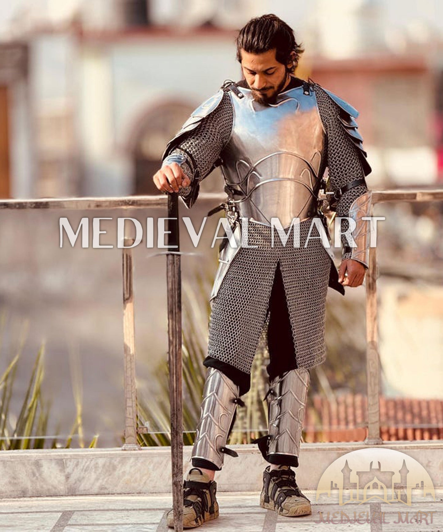 MEDIEVALMART FR Armure Médiévale de l’Empire Romain Kastenbrust – Armure Complète en Plaques avec Épée Alexander (ROA 1332)