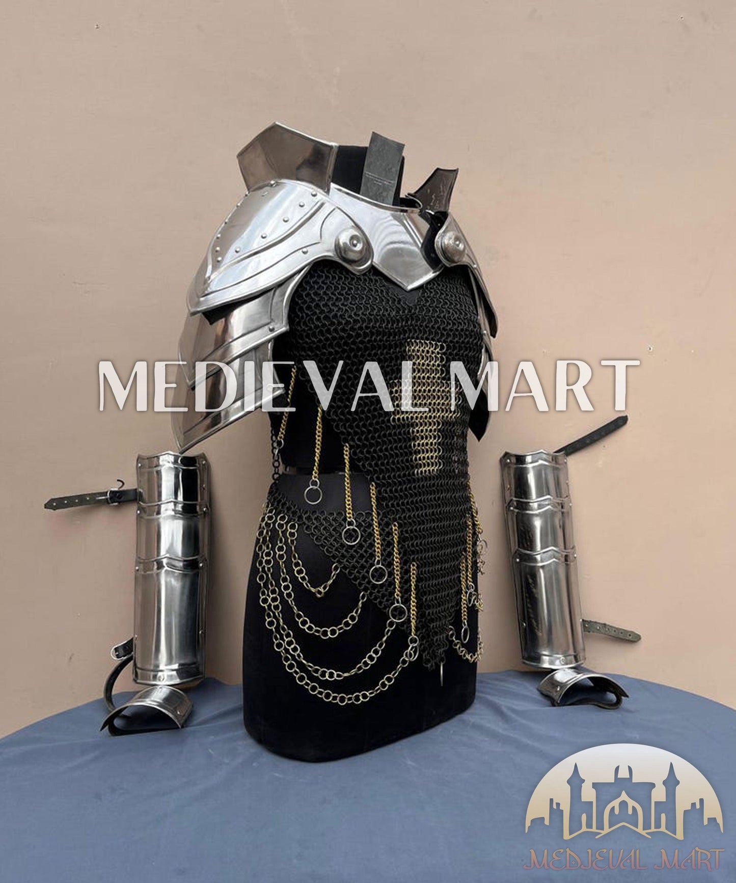 MEDIEVALMART FR Armure de Combat du XIVe Siècle – Ensemble Complet d’Armure de Buhurt avec Bassinet Klappvisor & Épée