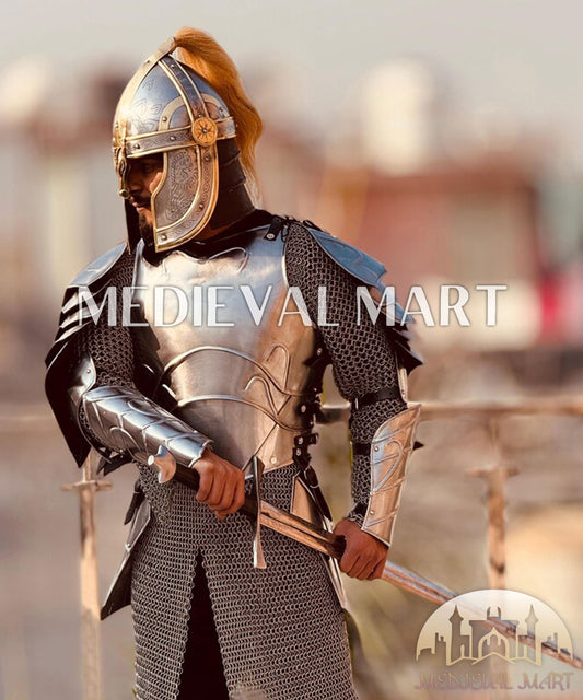 MEDIEVALMART FR Armure Médiévale de l’Empire Romain Kastenbrust – Armure Complète en Plaques avec Épée Alexander (ROA 1332)