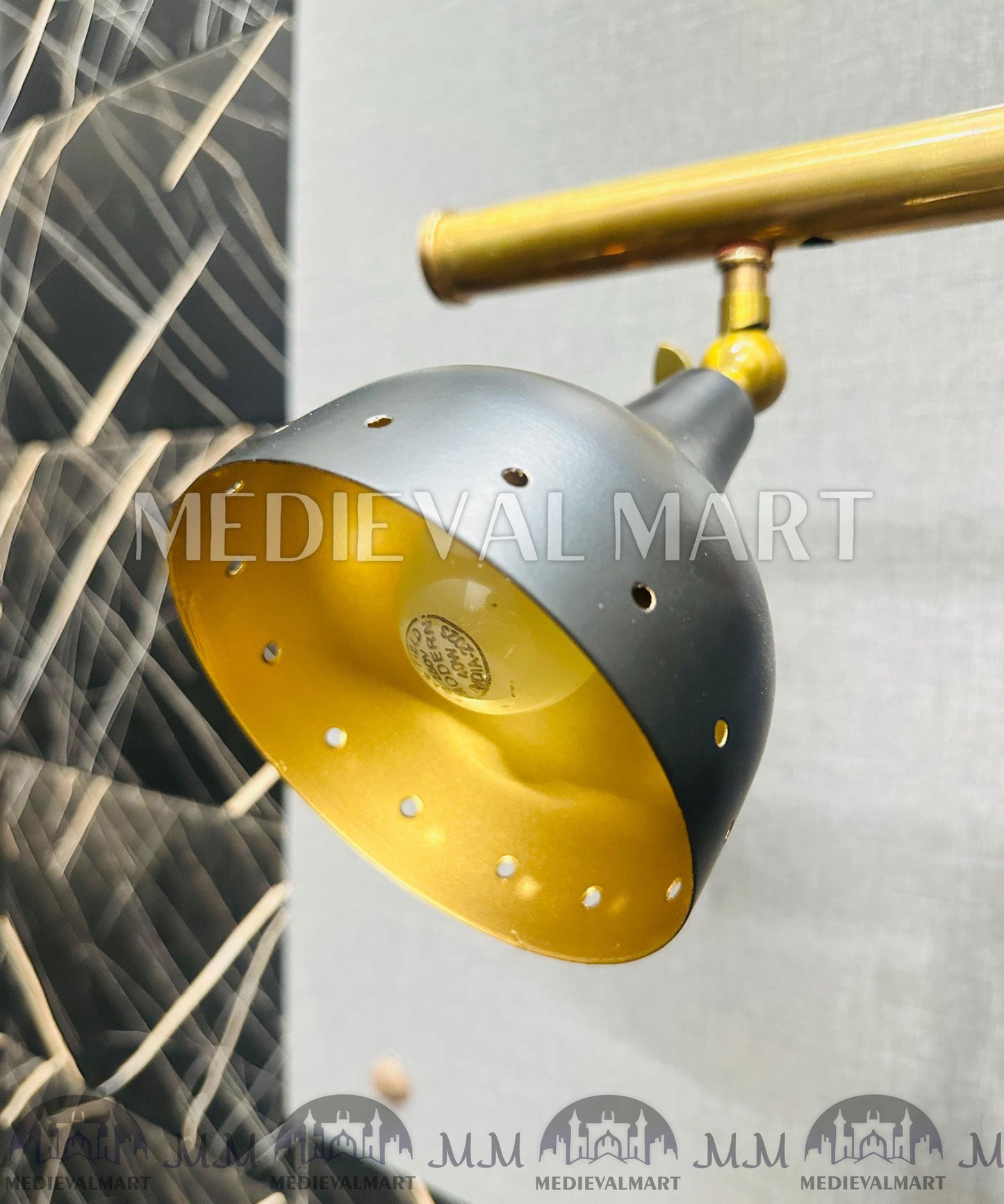 MEDIEVALMART FR Applique Murale À Double Cône En Laiton Marron, Lampe De Coiffeuse Fabriquée À La Main